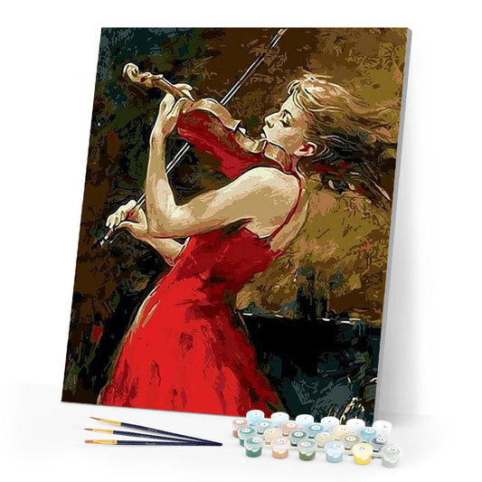 Violinist and red dress