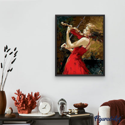 Violinist and red dress