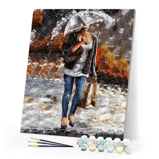 Woman carrying a bag in the Rain