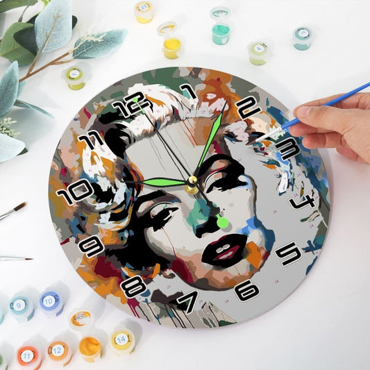 Paint by Numbers Clock - Marilyn Portrait
