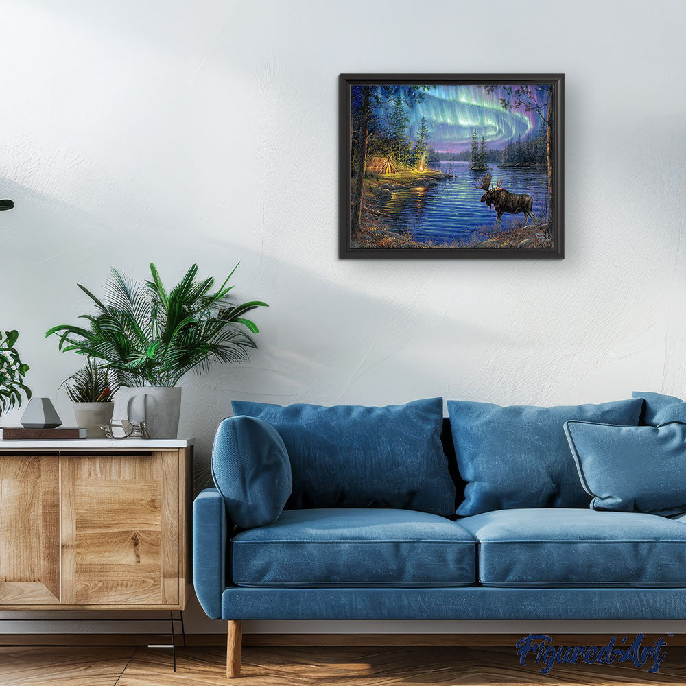Moose and aurora borealis