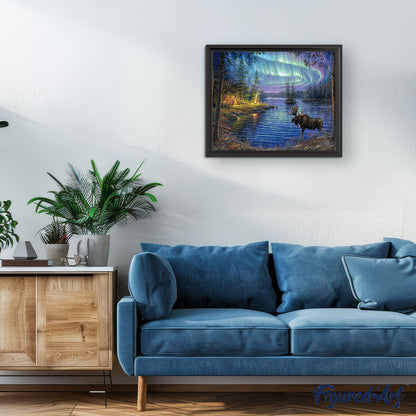 Moose and aurora borealis