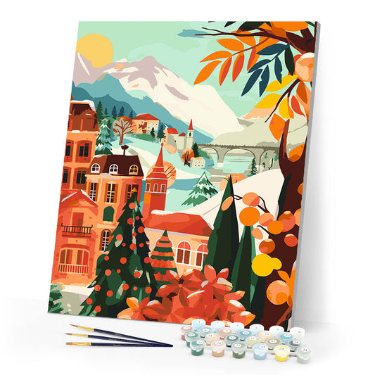 Winter City in the Mountains