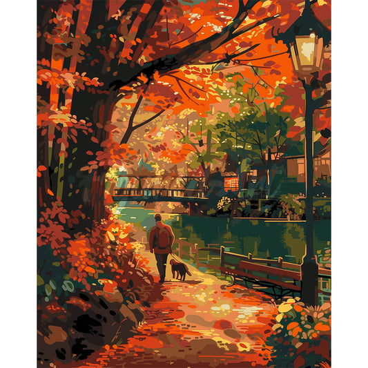 Dog Walk in Fall