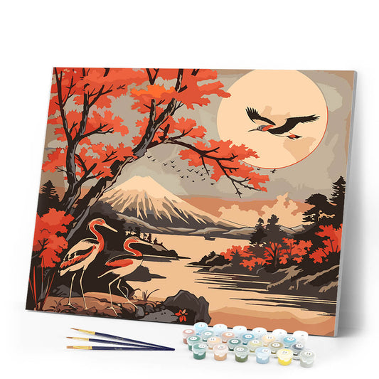 Cranes and Mount Fuji View