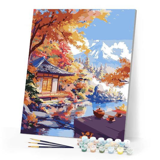 Fall Tea House by the Lake