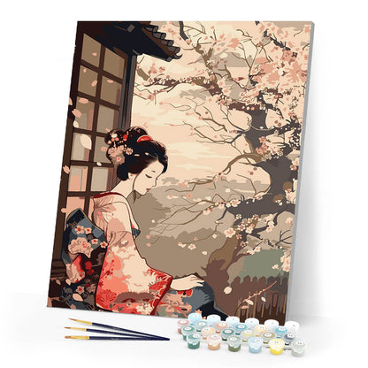 Vintage Kimono Lady and Sakura