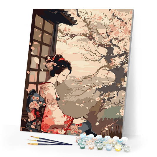 Vintage Kimono Lady and Sakura