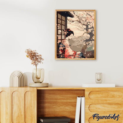 Vintage Kimono Lady and Sakura