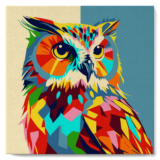 Mini Paint by numbers 8x8 framed - Owl Abstract Pop Art