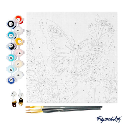 Mini Paint by numbers 8x8 framed - Tropical Butterfly