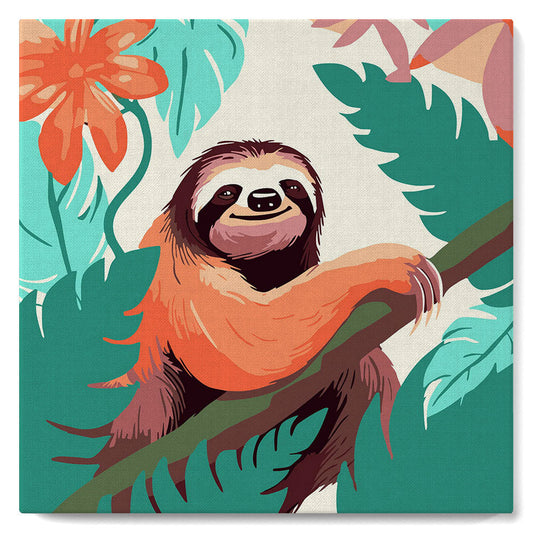Mini Paint by numbers 8x8 framed - Tropical Sloth