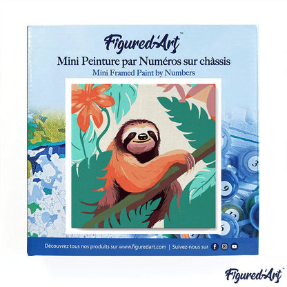 Mini Paint by numbers 8x8 framed - Tropical Sloth