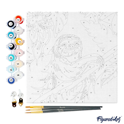 Mini Paint by numbers 8x8 framed - Tropical Sloth