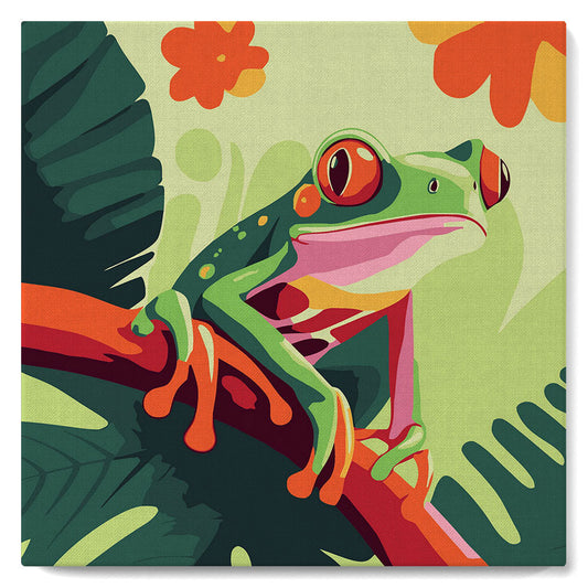 Mini Paint by numbers 8x8 framed - Tropical Red-Eyed Tree Frog