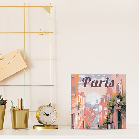 Mini Paint by numbers 8x8 framed - Travel Poster Paris