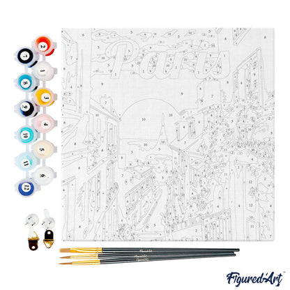 Mini Paint by numbers 8x8 framed - Travel Poster Paris