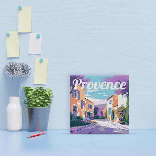 Mini Paint by numbers 8x8 framed - Travel Poster Provence Spring