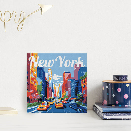 Mini Paint by numbers 8x8 framed - Travel Poster New York City