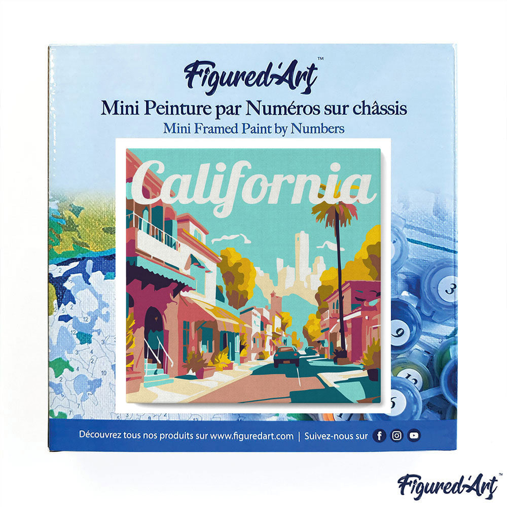 Mini Paint by numbers 8x8 framed - Travel Poster California Street