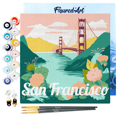Mini Paint by numbers 8x8 framed - Travel Poster San Francisco