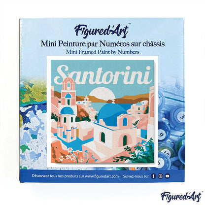 Mini Paint by numbers 8x8 framed - Travel Poster Santorini Sunrise