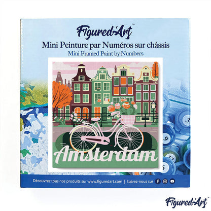 Mini Paint by numbers 8x8 framed - Travel Poster Amsterdam