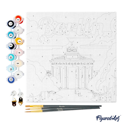 Mini Paint by numbers 8x8 framed - Travel Poster Berlin