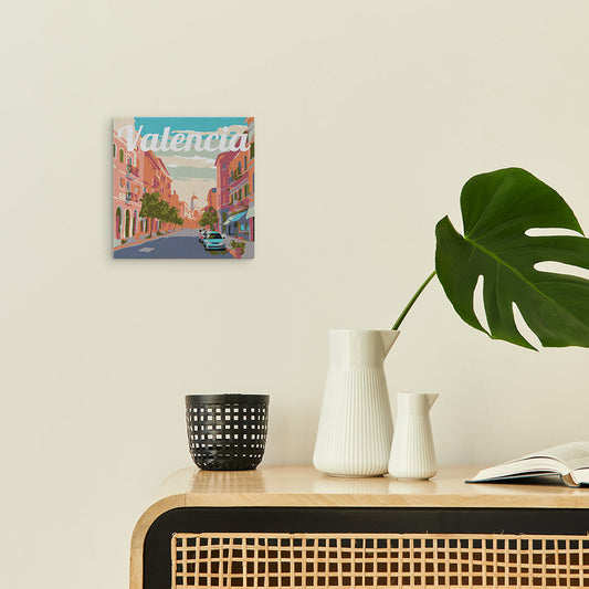 Mini Paint by numbers 8x8 framed - Travel Poster Valencia