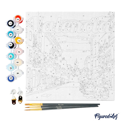 Mini Paint by numbers 8x8 framed - Travel Poster Valencia
