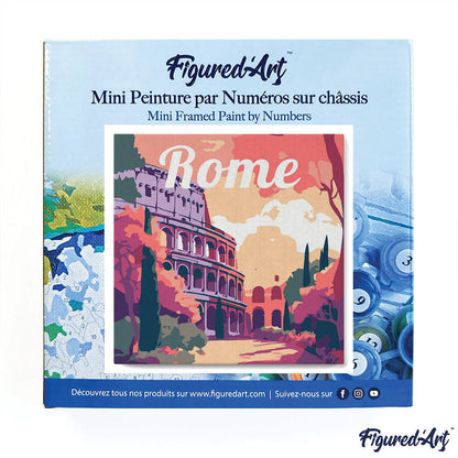 Mini Paint by numbers 8x8 framed - Travel Poster Rome