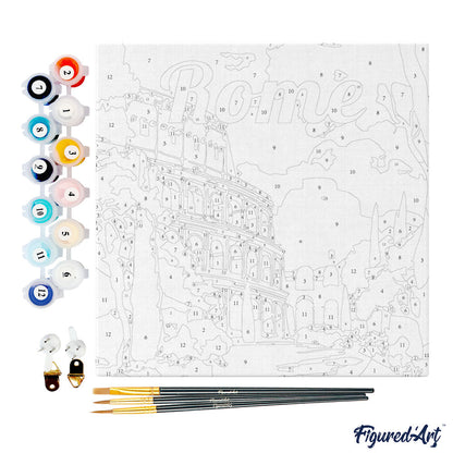 Mini Paint by numbers 8x8 framed - Travel Poster Rome