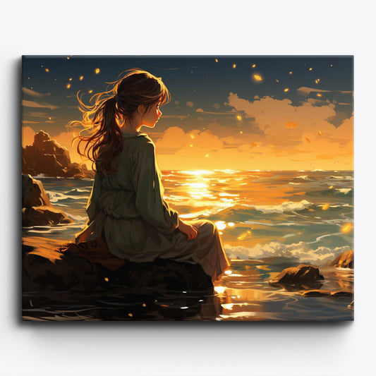 Anime Sunset Lake