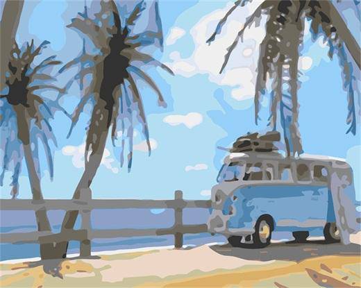 Minibus Picnic in a Beach